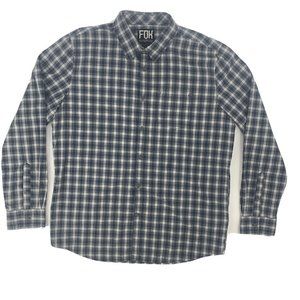 Men's Fox Racing‎ Long Sleeve Button Down Shirt Gray White Checker XL